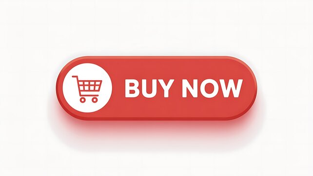 Red buy now button with shopping cart icon