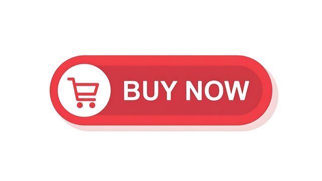 Red buy now button with shopping cart icon