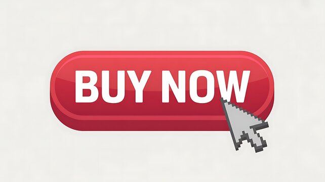 Red buy now button with a computer cursor