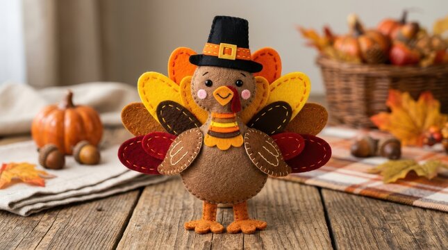 Cute felt turkey craft for Thanksgiving celebration