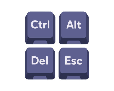 System command keyboard keys ctrl alt del and esc on transparent background file.
