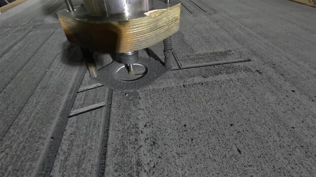 Custom manufacturing of motorboats and yachts. Production of boat decking. CNC Milling Process on Modern Industrial Machine. CNC Milling of EVA Foam Marine Decking Material. Close-up