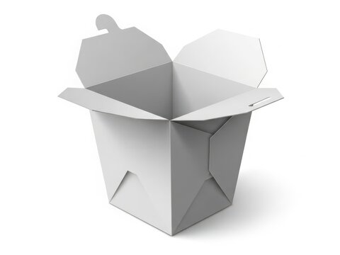 Empty takeout container with lid open