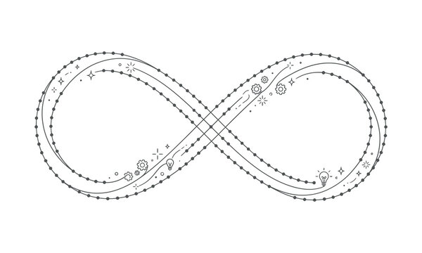 International Dot Day 2026 one line art editable design Elegant infinity symbol with mathematical geometric vector design and nodes isolated on transparent background, Vector
