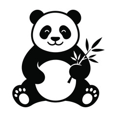cute panda bear holding bamboo stick vector illustration © Mst. Liza Akter