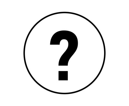 Black question mark symbol inside a simple thin circle icon