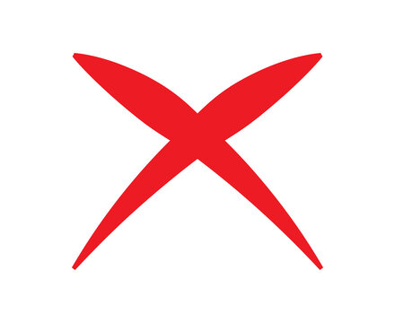 Simple red x mark icon representing a cross or rejection symbol