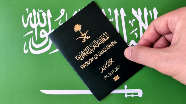 Saudi Arabia passport or id document with tickets for flight, travel, border crossing. Saudi Arabia passport and tickets as a background for your design