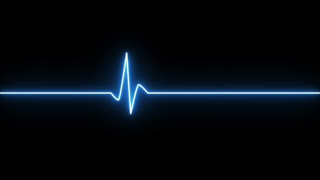 Neon glowing heartbeat or pulse rate line. Health and Medical concept.Motion graphics of EKG Pulse line,