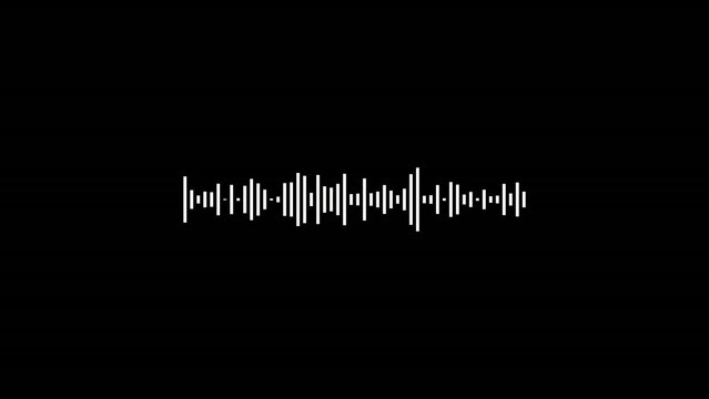 Sound wave animation isolated on black background. Audio waveform with frequency animated lines. Abstract sound wave background. Motion graphics of Digital interface
