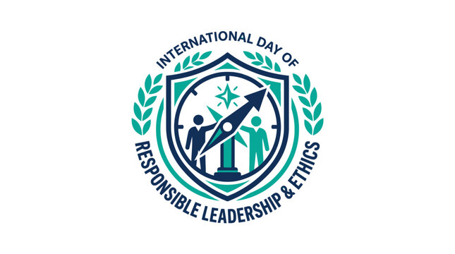 Responsible leadership and ethics emblem with shield and compass.