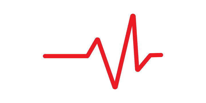 Red heart beat pulse line icon representing medical health and cardiology