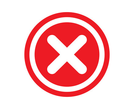 Red circle icon with white cross mark symbol for rejection and error status