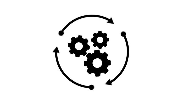 Rotating Gears Icon Set Animated On White Background Circular Mechanical Process video cogwheel