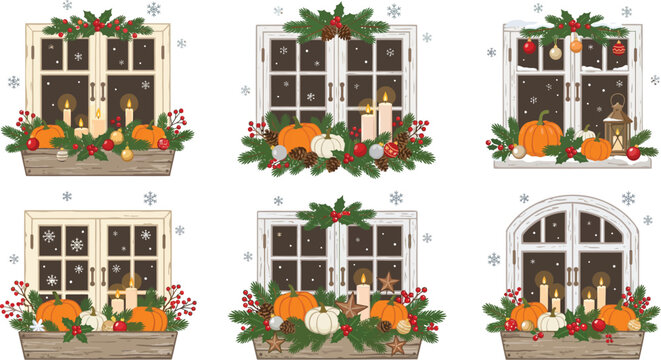Festive thanksgiving clipart featuring pumpkins leaves and cornucopias in a farmhouse style