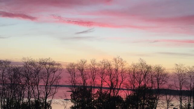 Serene Pink Sky Morning Casco Bay Portland