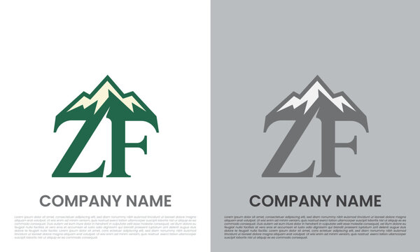 ZF FZ Letter Mountain Logo Design Vector - Modern Adventure Outdoor Nature Business Corporate Identity Template