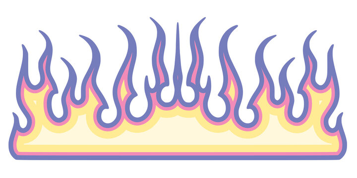 Stylized fire flames illustration. Retro aesthetic burning fire graphic.