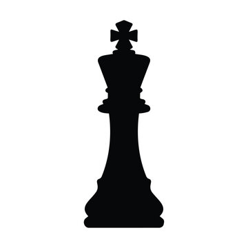 Chess king piece silhouette, strategy game icon, symbol of royalty and power.
