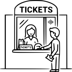 Naklejka premium Ticket window icon on white background editable stroke vector illustration – Black and White Vector Illustration