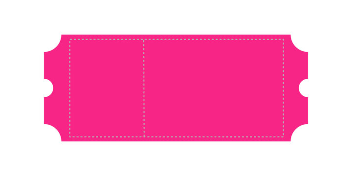 Blank pink ticket stub with perforated line for events and raffles