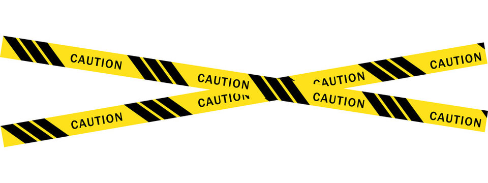 Yellow and black caution tape crossed to mark a restricted danger zone