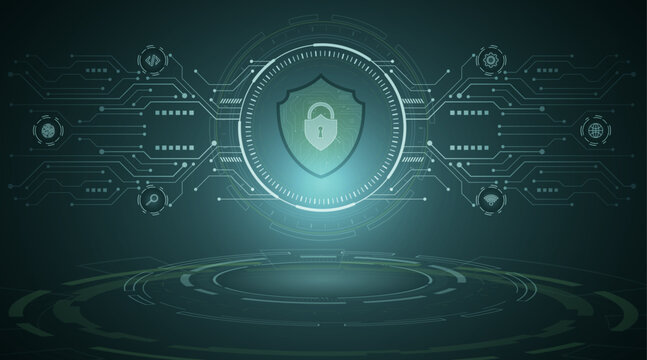 Cyber Technology Protection Background with Digital Security Network Vector