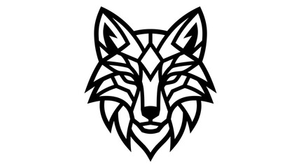 Obraz premium Geometric Wolf Head Logo Design Minimalist Black and White Vector Art