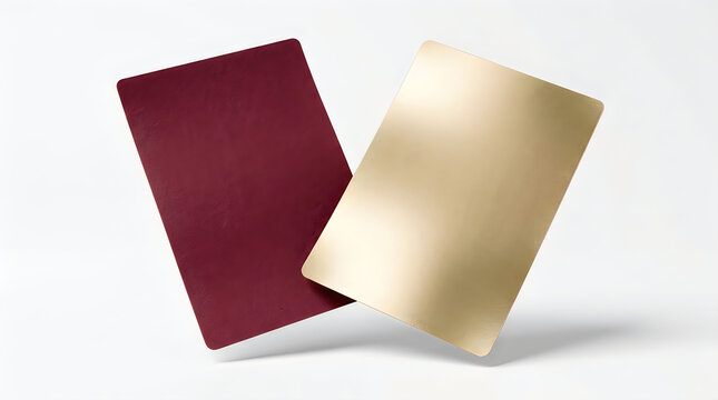 Two textured flat panels in red and gold color isolated on white background