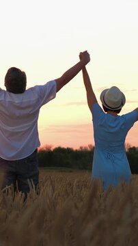 happy family, parents man woman holding children hands sunset park, mother father parents kid outdoors nature, father daughter dance, family wheat field, mother child love, childhood weekend woman