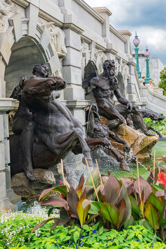 Bronze Hippocamp Sculpture At Library Of Congress Fountain On Capitol Hill Washington DC