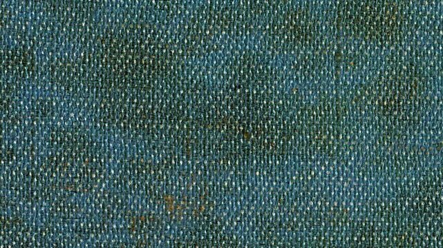 4k horizontal slow motion footage of weathered or soiled blue denim fabric texture with stains, wear and other rough features