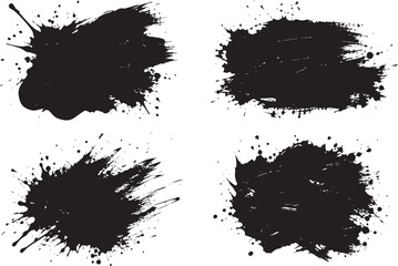Fototapeta premium Black Ink Splatter Set on Transparent Background PNG File