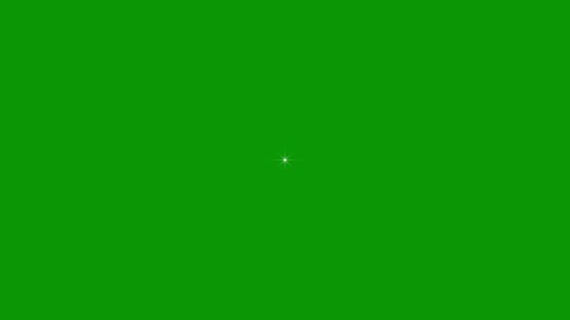 Single white cartoon twinkle star glitter sparkle animation, blinking stars flat vector doodle style, glowing magic light trail movement, aesthetic star shine overlay on green background 4k video