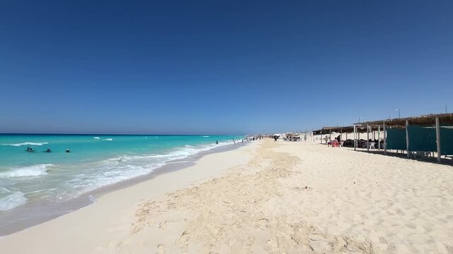 The Northern Coast of Egypt extends for about 1,050 km along the Mediterranean Sea,  It is one of the longest Mediterranean coastlines, and is popularly known because of sandy beaches and clear water.