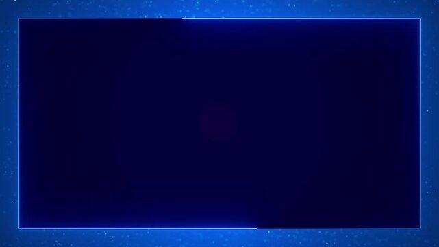 Neon music equalizer border visual with cyan glowing frame, purple audio bars, and clean dark center for titles. Perfect for DJ clips, lyric videos, podcast screens, and animated sound overlays.