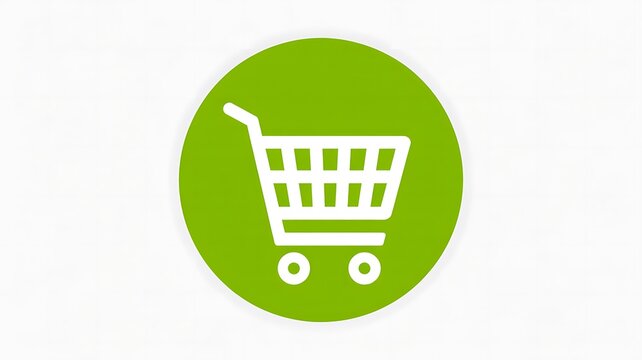Green shopping cart icon for online store