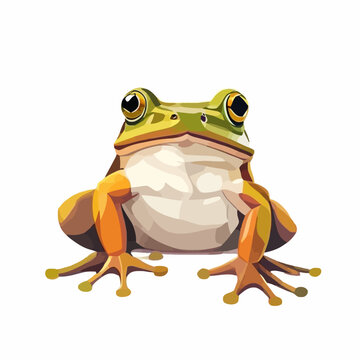 Frog vector illustration sits facing forward on a solid white background.