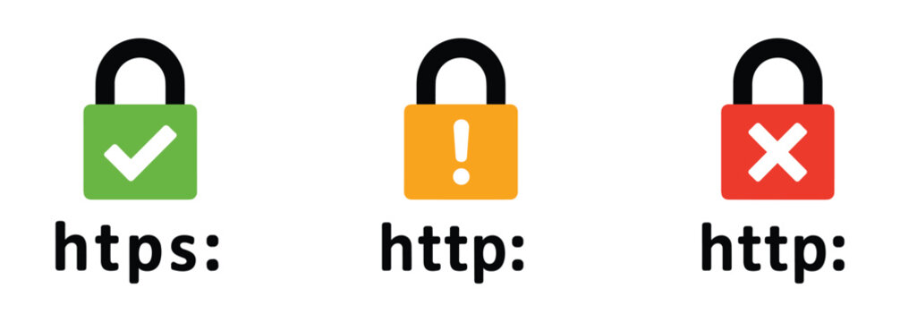 Security Protocol Icons: A clear visual representation of secure (HTTPS) and insecure (HTTP) website protocols, indicated by distinct lock icons and checkmarks or alerts.