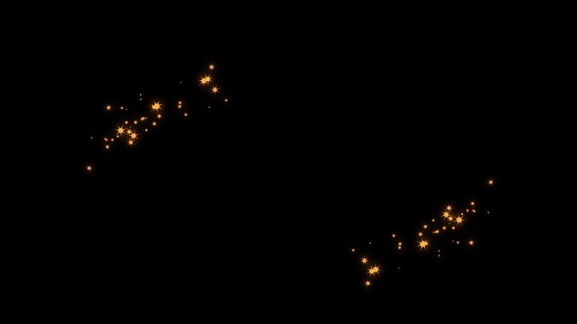 Glowing golden stars twinkling beautifully on abstract magic particle animation, elegant glowing gold sparkle oval animation with magical bokeh lights on black screen. 4k video.