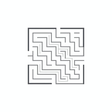 Abstract maze or labyrinth graphic design on white background, symbolizing challenge, problem solving, and complexity