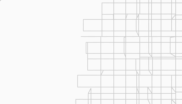 Abstract geometric background with clean white and light gray grid lines forming cubes and squares
