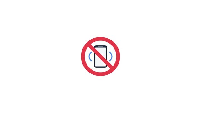 No mobile phone allowed sign animation