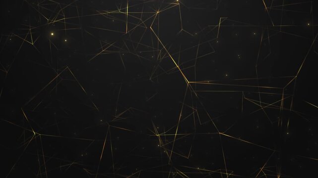 Abstract gold connection mesh visual polygon lines, small glowing nodes, and dark premium technology mood. data networks, business intros, science edits, luxury graphics, animated overlays.