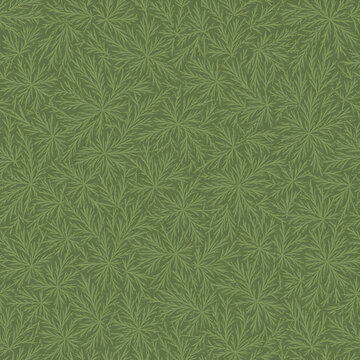 Seamless pattern of pine needle branches in muted green color
