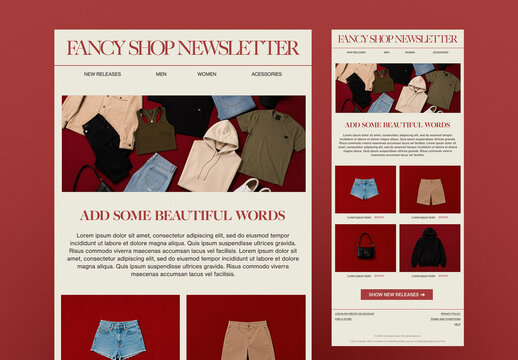 beige and red fashion e-commerce e-mail marketing