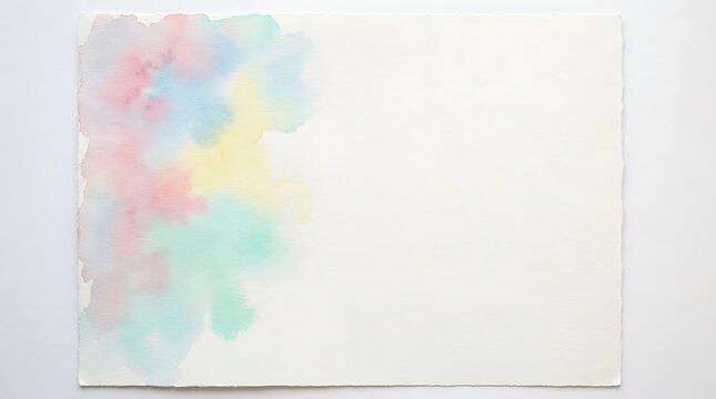 A watercolor painting on white paper with a colorful abstract design in the corner