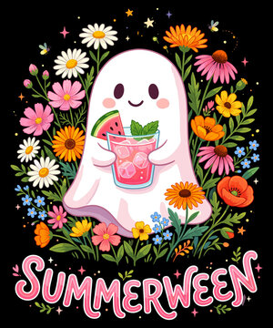 Summerween Cute Ghost Summer Halloween Holiday