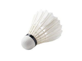 Obraz premium White feathered shuttlecock for badminton game as isolated on transparent background