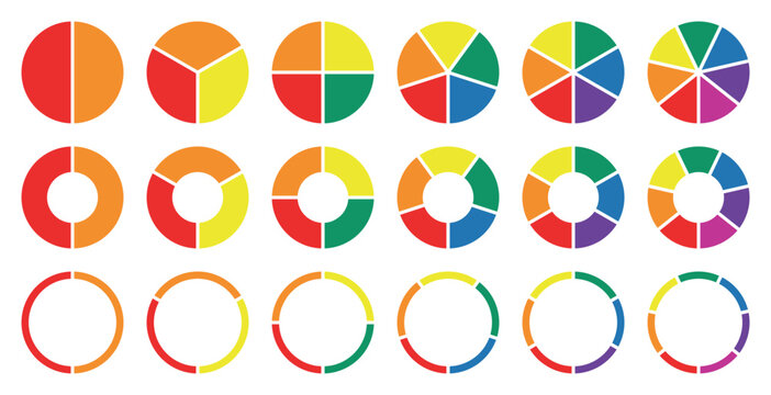 Modern circular infographic collection with separated pie charts, donut charts and ring diagrams offers versatile templates for reports, dashboards, presentations, business analytics and visual commun